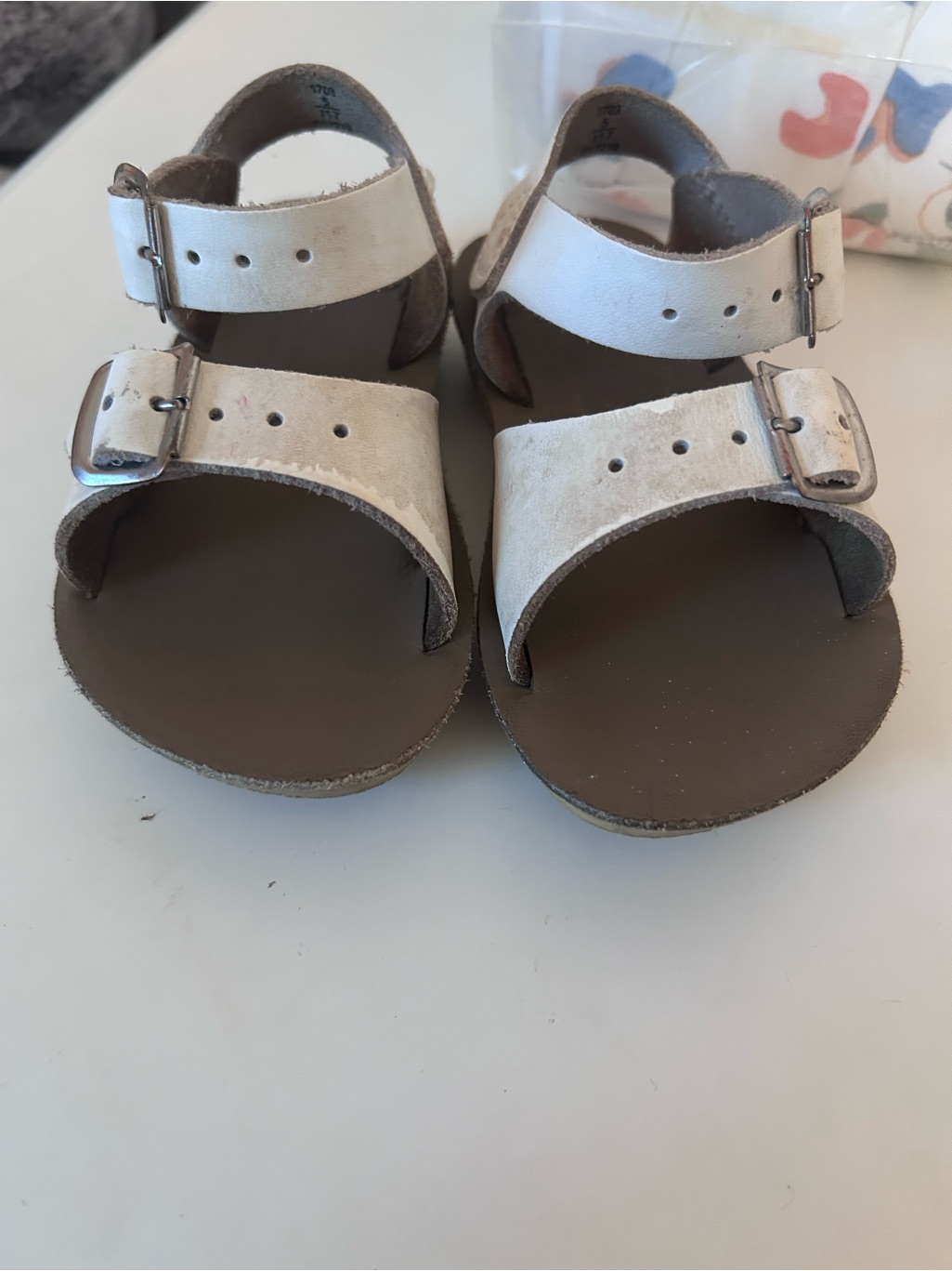 Kids Adjustable White Buckle Sandals